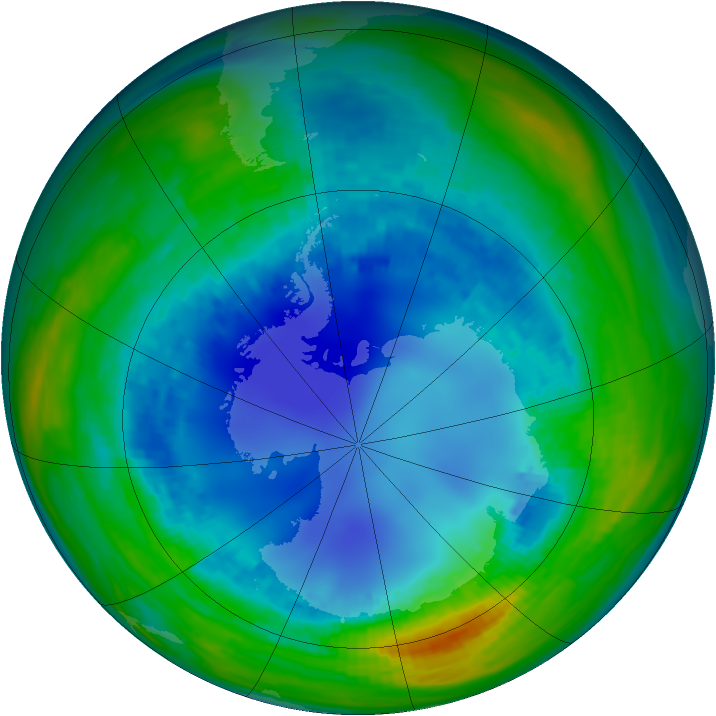 Antarctic ozone map for 14 August 1993